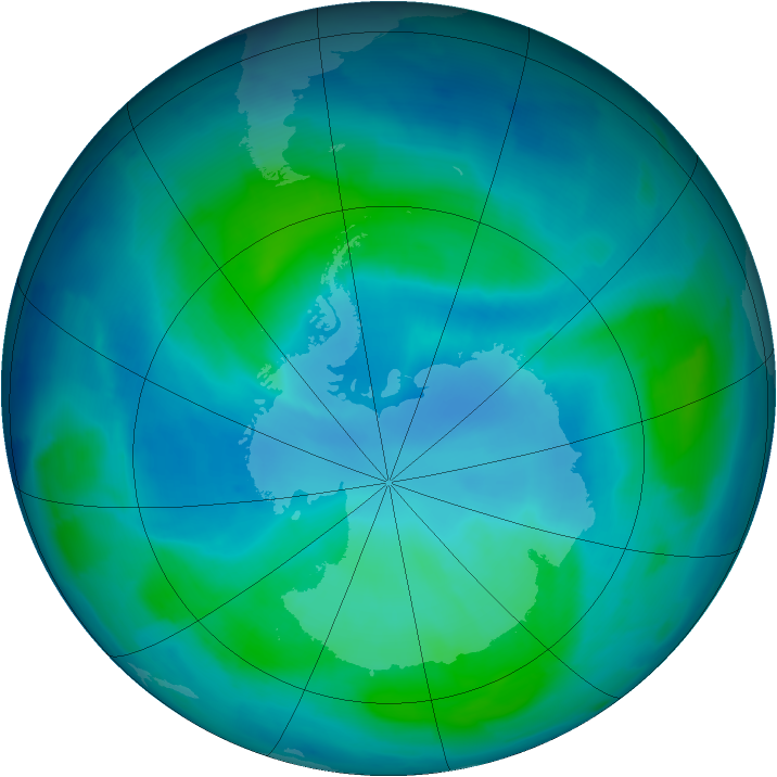 Antarctic ozone map for 14 February 2012